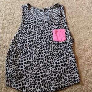 black and gray cheetah print tank top